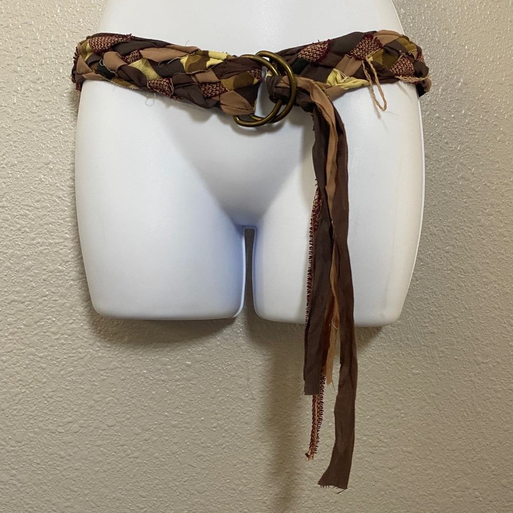 Woven Brown Patchwork Belt Size 12 Bohemian Boho Chic Fairycore Festival